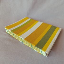 carnet tissus rayure jaune/vert